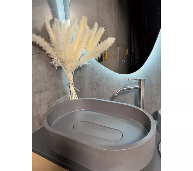 Раковина накладная бетонная Uperwood London 60х40х15 см, овальная, графит, Выбрать цвет: Графит, изображение 7