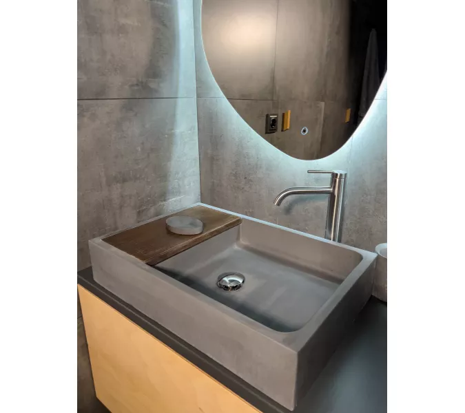 Раковина накладная бетонная Uperwood Piter 60х40х12 см,  графит, Выбрать цвет: Графит, изображение 2