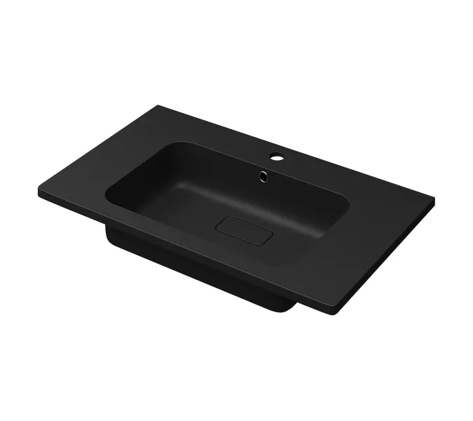 Раковина для ванной кварцевая Uperwood Lagoon Quartz 80 черная матовая (уголь), Выбрать цвет: Уголь, Выбрать размер: 80, изображение 2