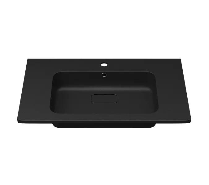 Раковина для ванной кварцевая Uperwood Lagoon Quartz 80 черная матовая (уголь), Выбрать цвет: Уголь, Выбрать размер: 80