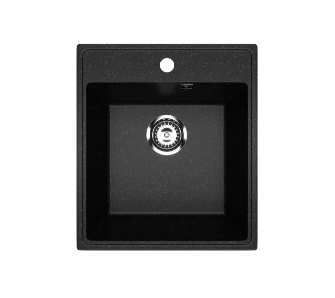 Кухонная мойка из искусственного камня Uperwood ECON UPD-404-004, прямоугольная, черная матовая, Выбрать цвет: Черный оникс, изображение 5