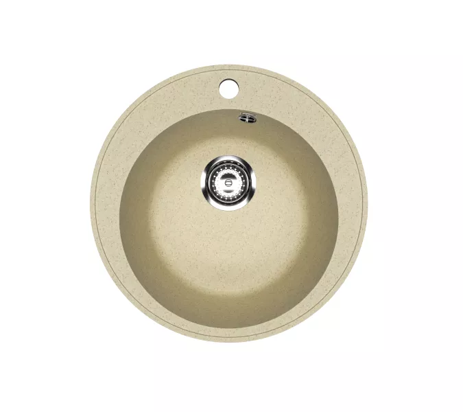 Кухонная мойка из искусственного камня Uperwood ECON UPD-405-002, круглая, бежевая матовая, Выбрать цвет: Слоновая кость, изображение 5