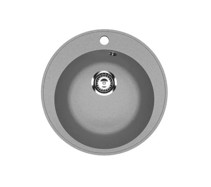 Кухонная мойка из искусственного камня Uperwood ECON UPD-405-003, круглая, серая матовая, Выбрать цвет: Светло-серый, изображение 5
