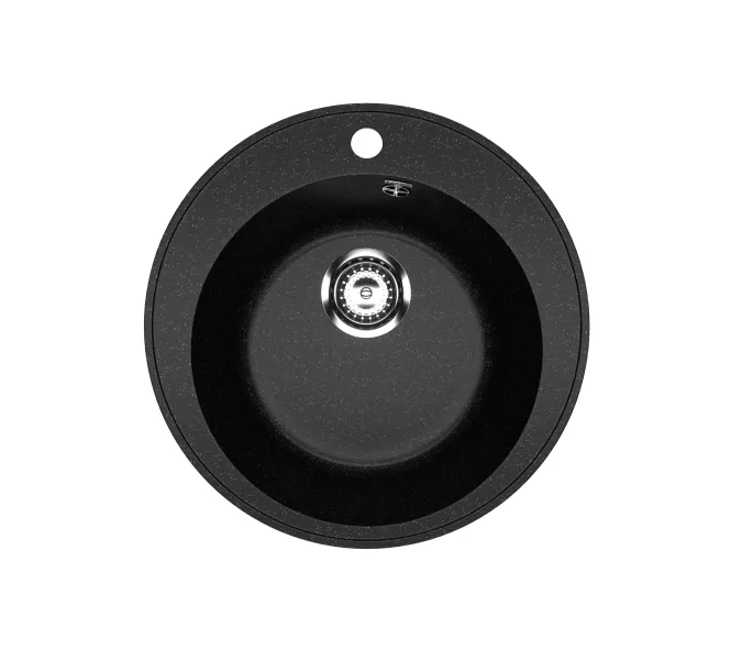 Кухонная мойка из искусственного камня Uperwood ECON UPD-405-004, круглая, черная матовая, Выбрать цвет: Черный оникс, изображение 5