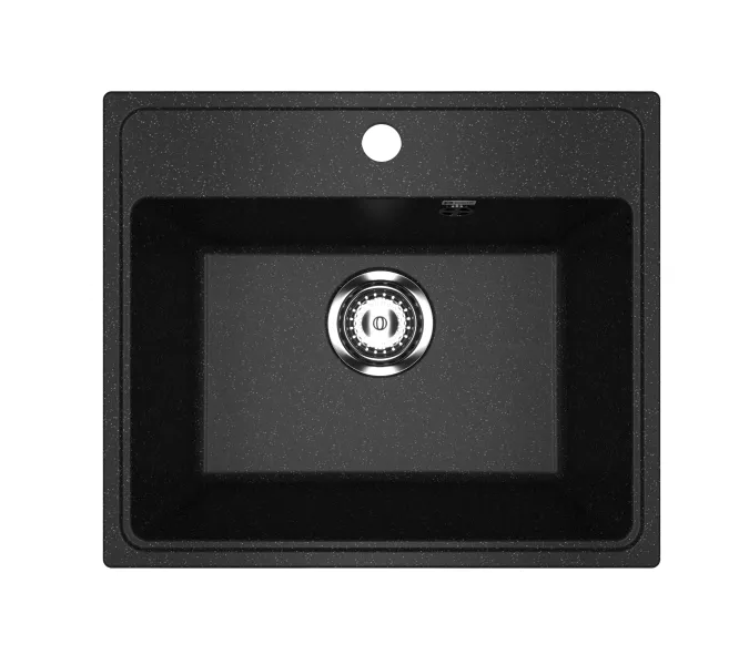 Кухонная мойка из искусственного камня Uperwood ECON UPD-408-004, прямоугольная, черная матовая, Выбрать цвет: Черный оникс, изображение 4