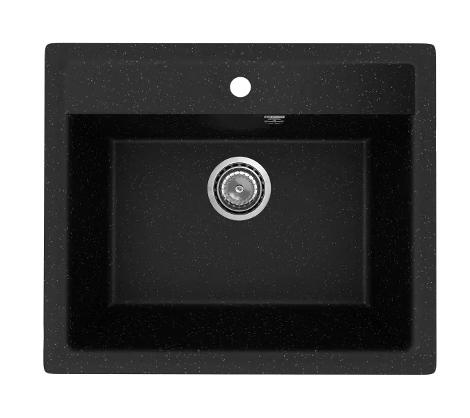 Кухонная мойка из искусственного камня Uperwood ECON UPD-104-004, прямоугольная, черная матовая, Выбрать цвет: Черный оникс, изображение 4