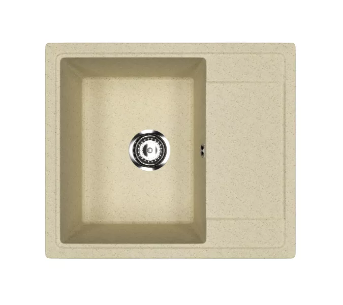 Кухонная мойка из искусственного камня Uperwood ECON UPD-201-002, прямоугольная, бежевая матовая, Выбрать цвет: Слоновая кость, изображение 4