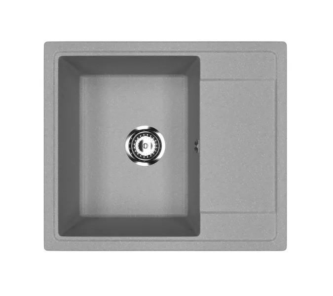Кухонная мойка из искусственного камня Uperwood ECON UPD-201-003, прямоугольная, серая матовая, Выбрать цвет: Светло-серый, изображение 4