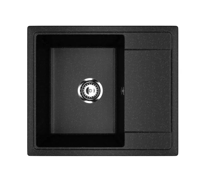 Кухонная мойка из искусственного камня Uperwood ECON UPD-201-004, прямоугольная, черная матовая, Выбрать цвет: Черный оникс, изображение 4