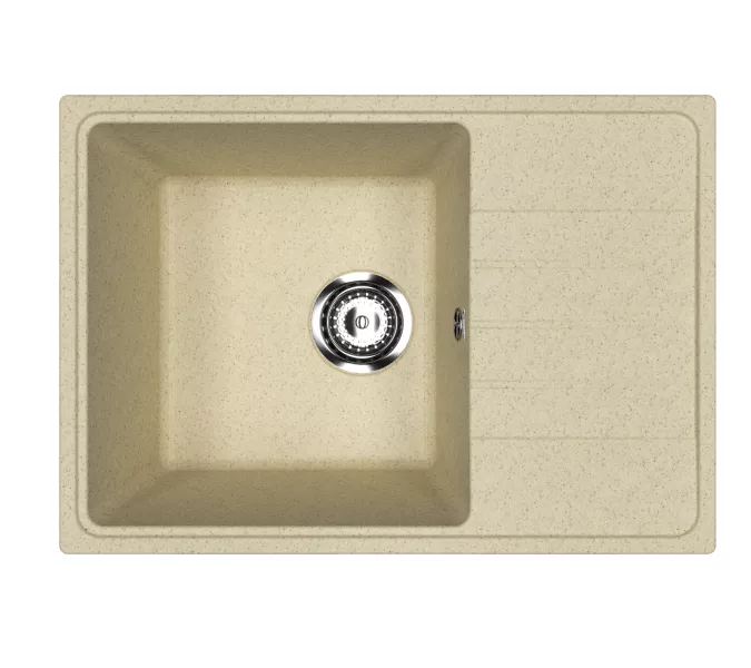 Кухонная мойка из искусственного камня Uperwood ECON UPD-506-002, прямоугольная, бежевая матовая, Выбрать цвет: Слоновая кость, изображение 4