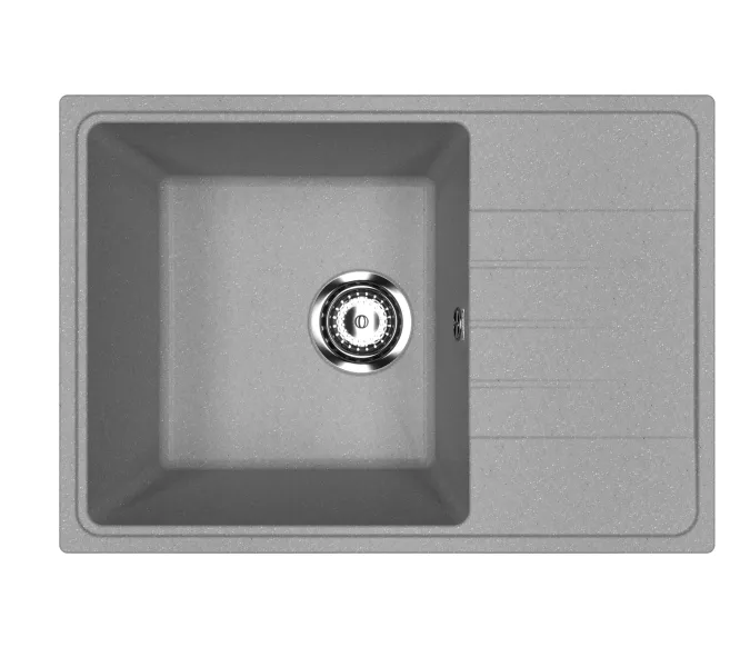 Кухонная мойка из искусственного камня Uperwood ECON UPD-506-003, прямоугольная, серая матовая, Выбрать цвет: Светло-серый, изображение 4