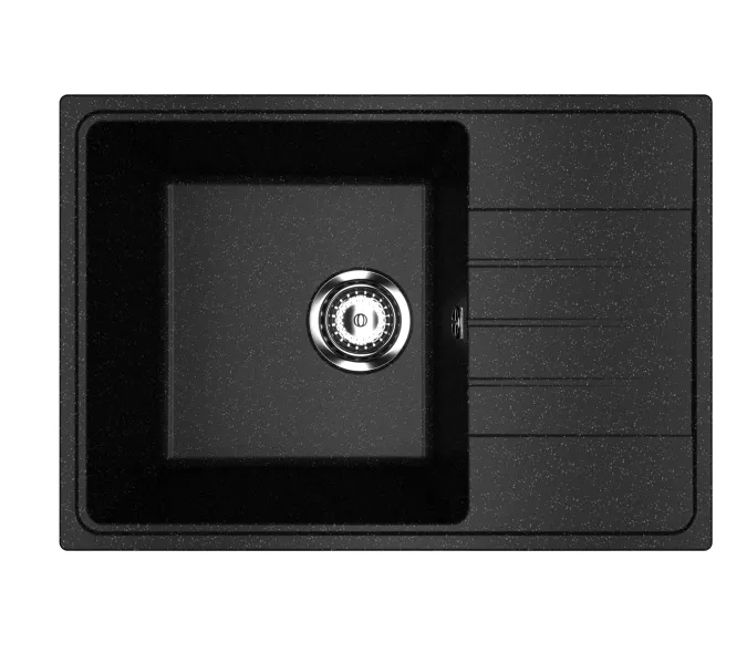 Кухонная мойка из искусственного камня Uperwood ECON UPD-506-004, прямоугольная, черная матовая, Выбрать цвет: Черный оникс, изображение 4