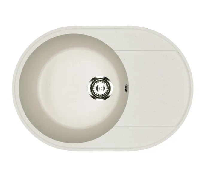 Кухонная мойка из искусственного камня Uperwood ECON UPD-107-001, овальная, белая матовая, Выбрать цвет: Белый камень, изображение 4