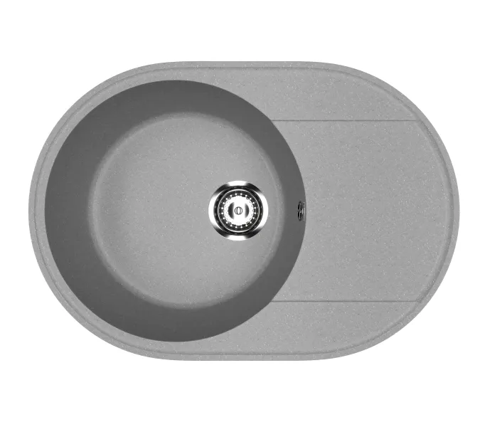 Кухонная мойка из искусственного камня Uperwood ECON UPD-107-003, овальная, серая матовая, Выбрать цвет: Светло-серый, изображение 4
