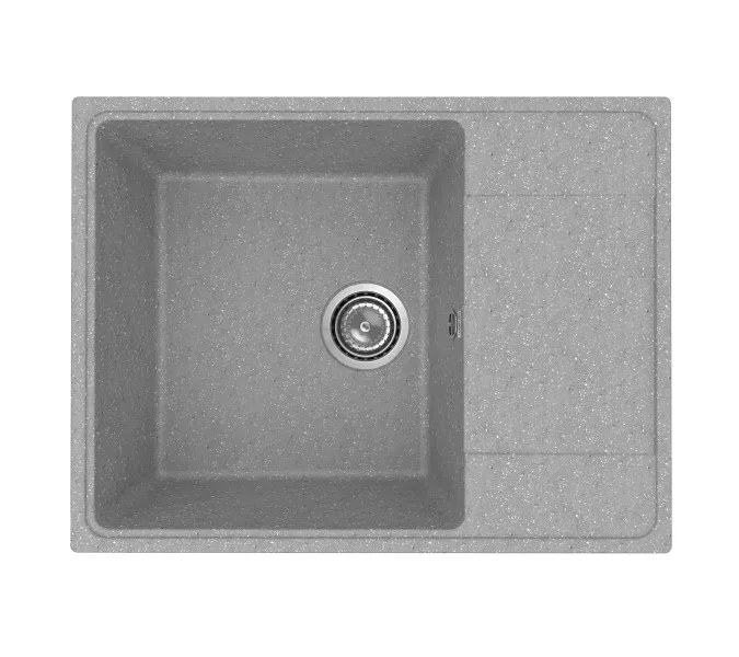 Кухонная мойка из искусственного камня Uperwood ECON UPD-202-003, прямоугольная, серая матовая, Выбрать цвет: Светло-серый, изображение 4