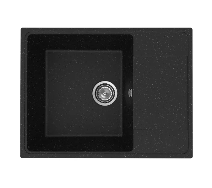 Кухонная мойка из искусственного камня Uperwood ECON UPD-202-004, прямоугольная, черная матовая, Выбрать цвет: Черный оникс, изображение 4