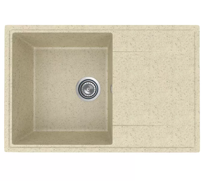 Кухонная мойка из искусственного камня Uperwood ECON UPD-507-002, прямоугольная, бежевая матовая, Выбрать цвет: Слоновая кость, изображение 4