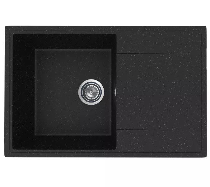 Кухонная мойка из искусственного камня Uperwood ECON UPD-507-004, прямоугольная, черная матовая, Выбрать цвет: Черный оникс, изображение 4