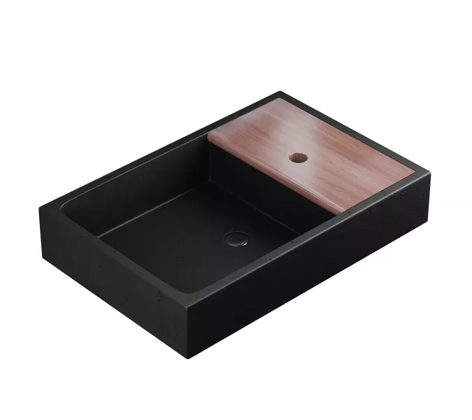 Раковина накладная бетонная Uperwood Piter 60х40х12 см, черная, Выбрать цвет: Черный