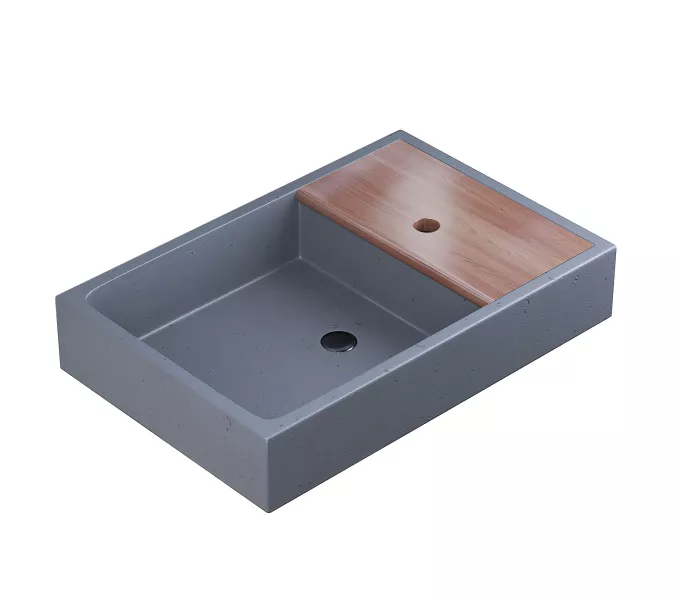 Раковина накладная бетонная Uperwood Piter 60х40х12 см,  графит, Выбрать цвет: Графит, изображение 5