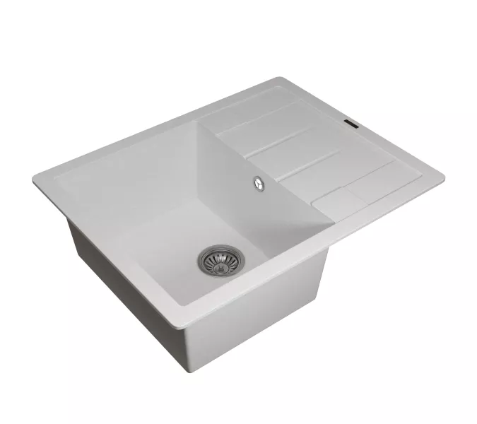 Кухонная мойка кварцевая Uperwood Quartz Premium UPD-03-01, прямоугольная, белая, Выбрать цвет: Белый, изображение 6