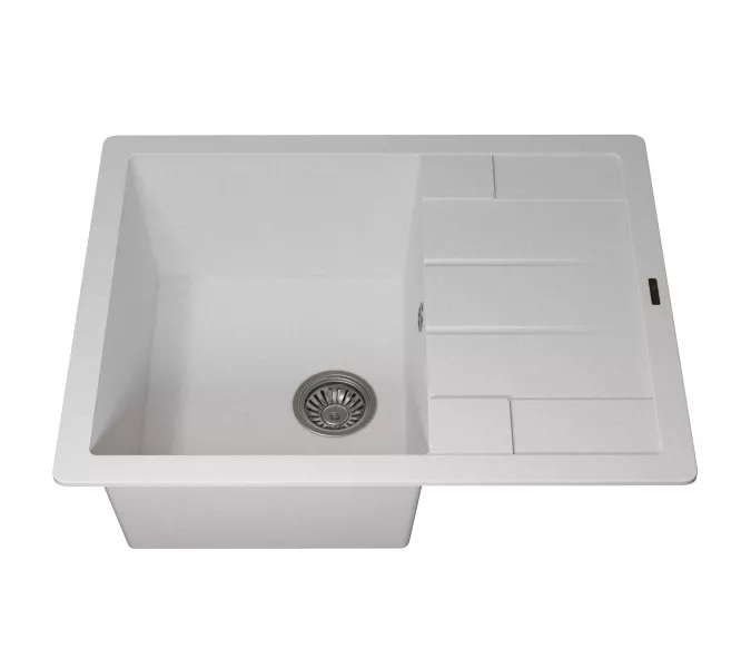 Кухонная мойка кварцевая Uperwood Quartz Premium UPD-03-01, прямоугольная, белая, Выбрать цвет: Белый, изображение 7