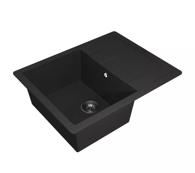 Кухонная мойка кварцевая Uperwood Quartz Premium UPD-03-04, прямоугольная, черная, Выбрать цвет: Черный, изображение 6