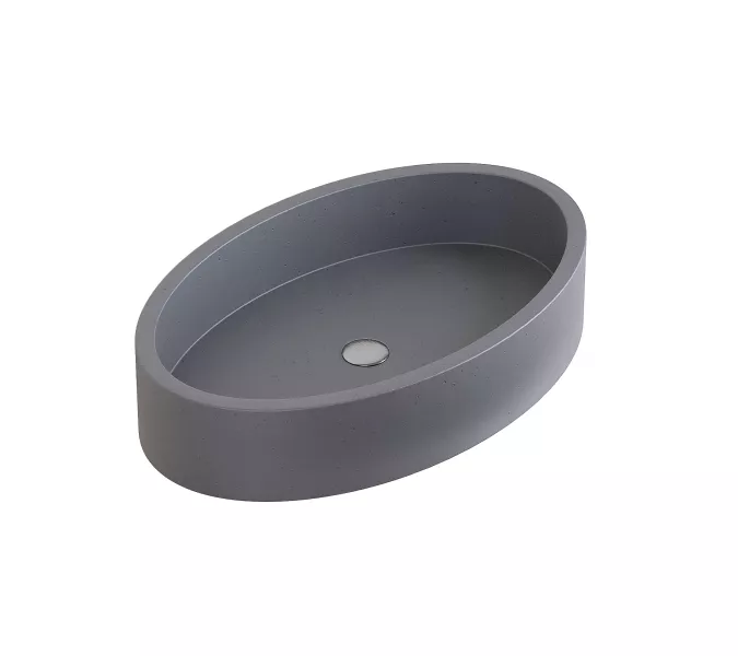 Раковина накладная бетонная Uperwood Rome 55х35х11 см, овальная, графит, Выбрать цвет: Графит