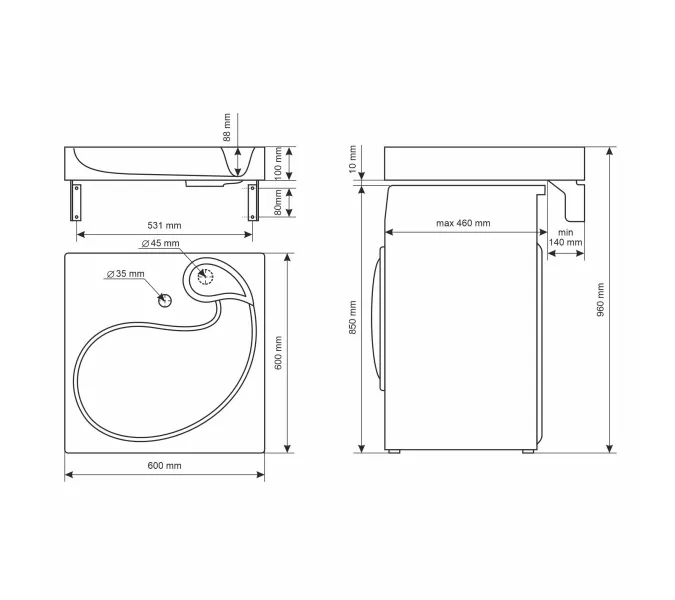 Раковина над стиральной машиной Uperwood Comforty 60х60х11 см, черная матовая, Выбрать цвет: Черный, изображение 5