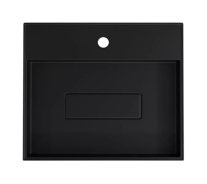 Раковина накладная 50 см, Uperwood Tanos Quartz, прямоугольная, черная, уголь, Выбрать цвет: Уголь, изображение 8