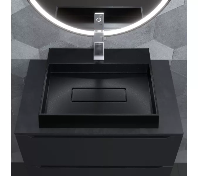 Раковина накладная 50 см, Uperwood Tanos Quartz, прямоугольная, черная, космос, Выбрать цвет: Космос, изображение 6