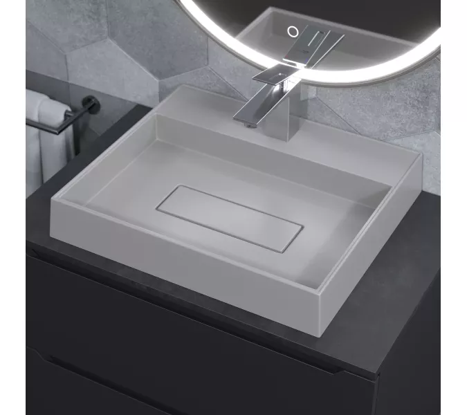 Раковина накладная 50 см, Uperwood Tanos Quartz, прямоугольная, белая, жасмин, Выбрать цвет: Жасмин, изображение 4