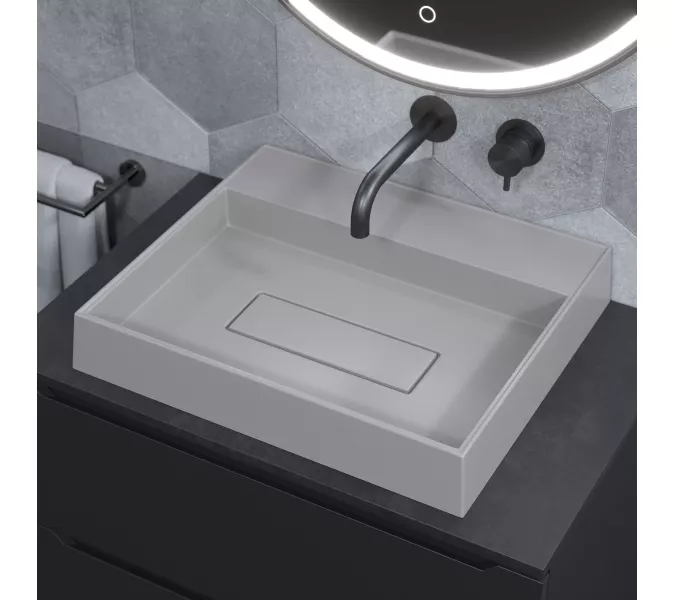 Раковина накладная Uperwood Tanos Quartz 50 см, без отверстия для смесителя, белая (жасмин), Выбрать цвет: Жасмин, изображение 4