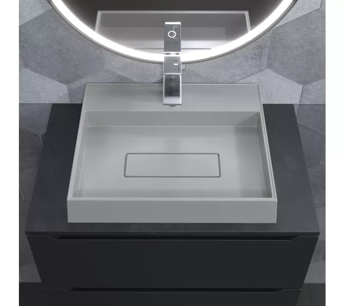 Раковина накладная 50 см, Uperwood Tanos Quartz, прямоугольная, белая, жасмин, Выбрать цвет: Жасмин, изображение 5