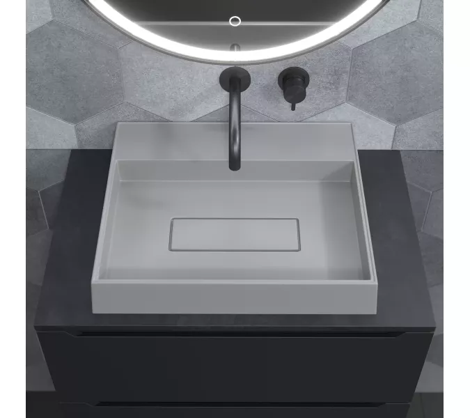 Раковина накладная Uperwood Tanos Quartz 50 см, без отверстия для смесителя, белая (жасмин), Выбрать цвет: Жасмин, изображение 5