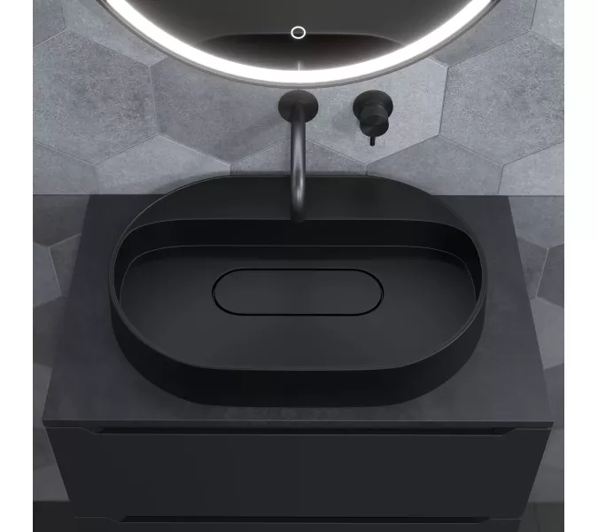 Раковина накладная  Uperwood Tanos Quartz 55 см, без отверстия для смесителя, черная (уголь), Выбрать цвет: Уголь, изображение 5