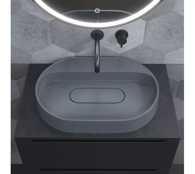 Раковина накладная Uperwood Tanos Quartz 55 см, без отверстия для смесителя, серая (бетон), Выбрать цвет: Бетон, изображение 5