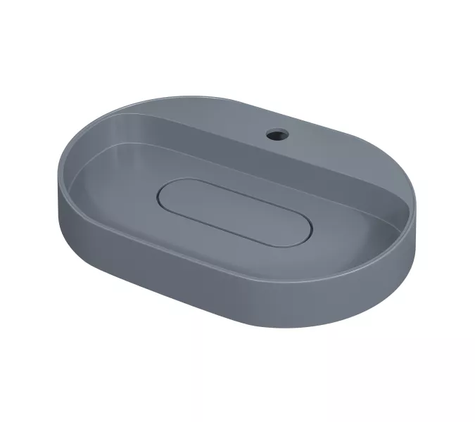Раковина накладная 55 см, Uperwood Tanos Quartz, овальная, серая, бетон, Выбрать цвет: Бетон, изображение 7