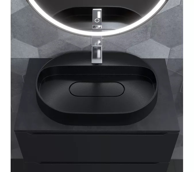 Раковина накладная 55 см, Uperwood Tanos Quartz, овальная, черная (космос), Выбрать цвет: Космос, изображение 6