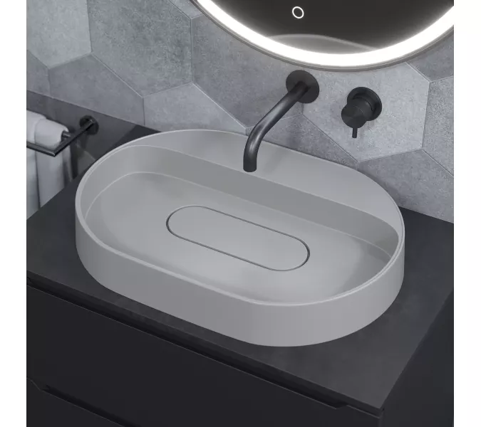 Раковина накладная Uperwood Tanos Quartz 55 см, без отверстия для смесителя, белая (жасмин), Выбрать цвет: Жасмин, изображение 4