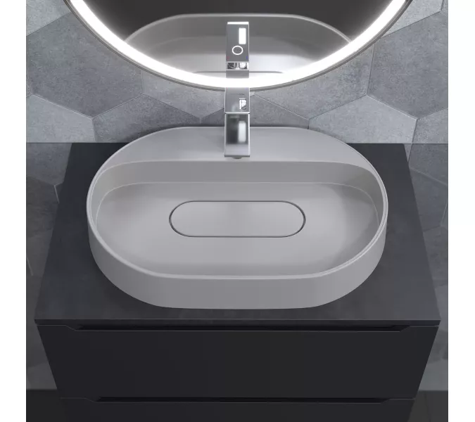 Раковина  накладная 55 см, Uperwood Tanos Quartz, овальная, белая (жасмин), Выбрать цвет: Жасмин, изображение 6