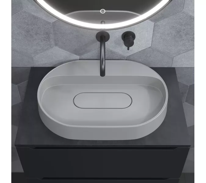 Раковина накладная Uperwood Tanos Quartz 55 см, без отверстия для смесителя, белая (жасмин), Выбрать цвет: Жасмин, изображение 5