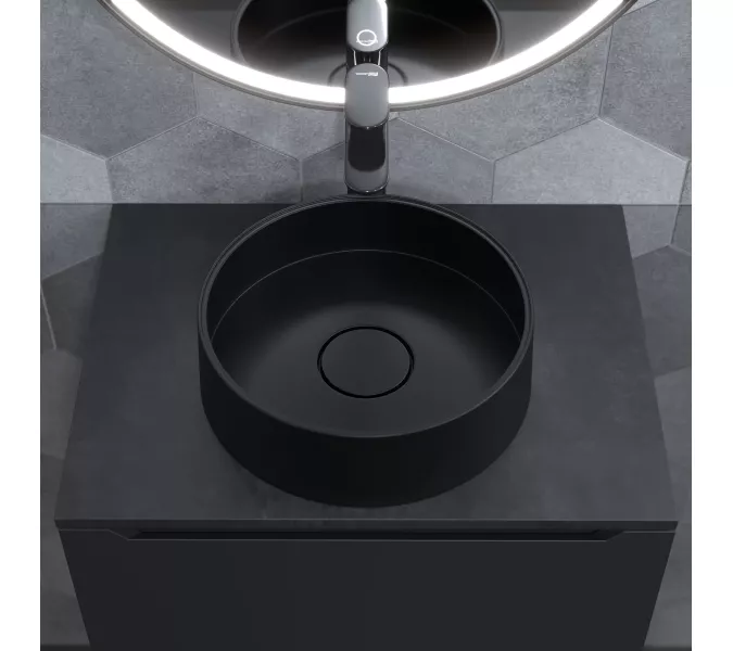 Раковина накладная кварцевая Uperwood Tanos Quartz 35 см, черная (уголь), Выбрать цвет: Космос, изображение 2