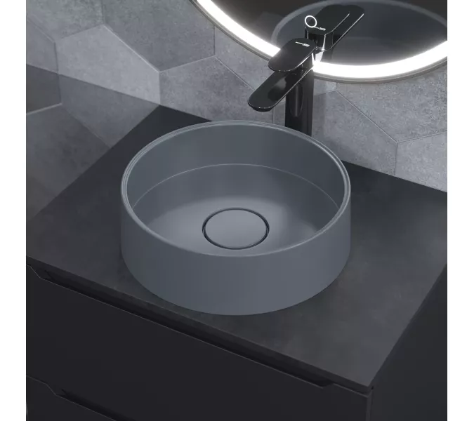 Раковина накладная кварцевая Uperwood Tanos Quartz 35 см, серая (бетон), Выбрать цвет: Бетон