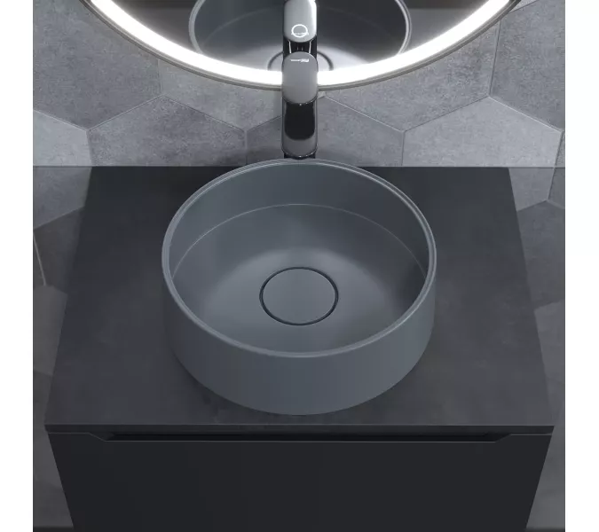 Раковина накладная кварцевая Uperwood Tanos Quartz 35 см, серая (бетон), Выбрать цвет: Бетон, изображение 2