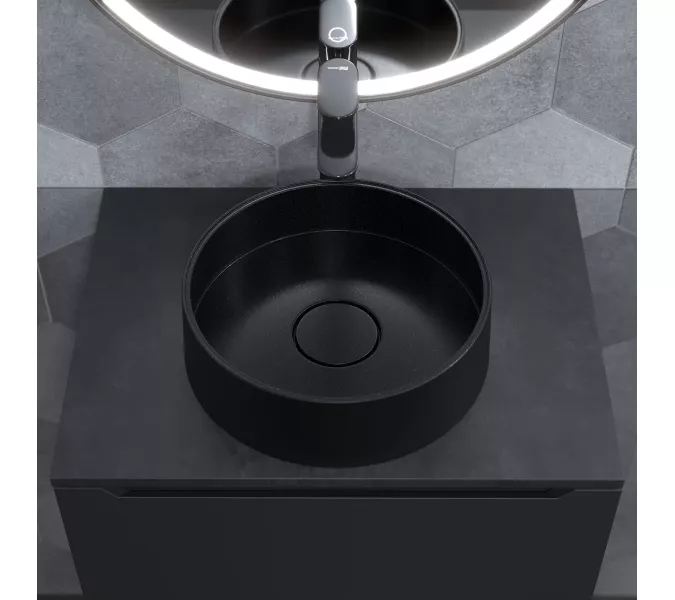 Раковина накладная кварцевая Uperwood Tanos Quartz 35 см, черная (космос), Выбрать цвет: Уголь, изображение 2
