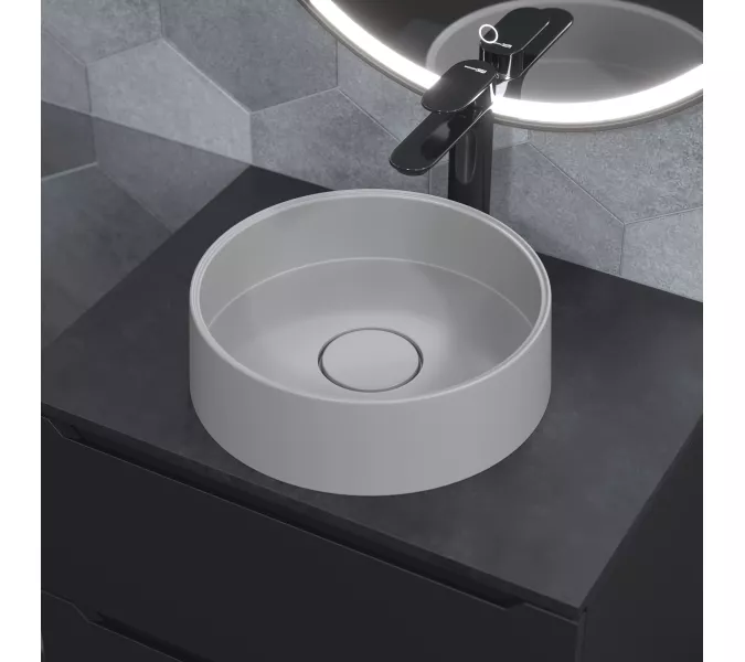 Раковина  накладная кварцевая Uperwood Tanos Quartz 35 см, белая (жасмин), Выбрать цвет: Жасмин