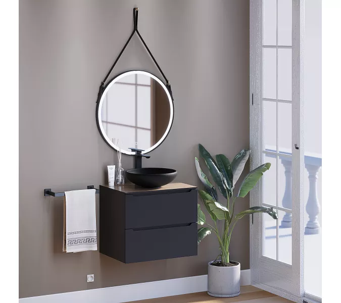 Раковина накладная бетонная Uperwood Sfera 40х40х12 см, круглая, черная, Выбрать цвет: Черный, изображение 3