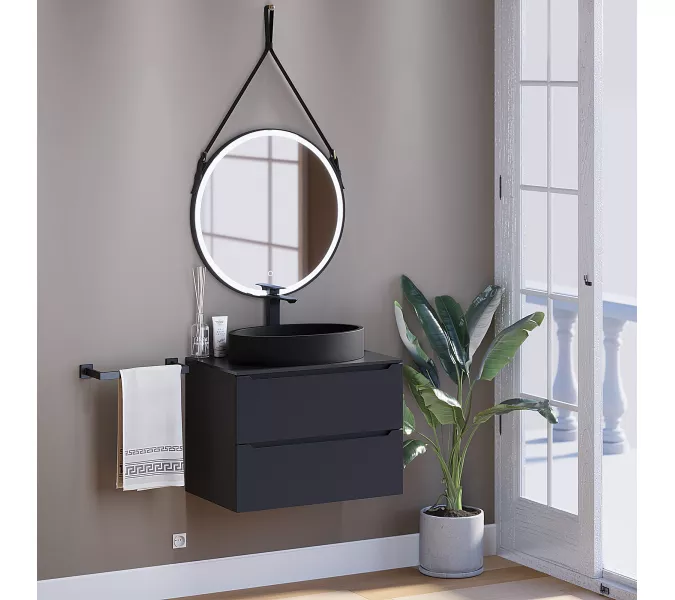 Раковина накладная бетонная Uperwood Rome 55х35х11 см, овальная, черная, Выбрать цвет: Черный, изображение 5