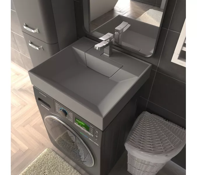 Раковина над стиральной машиной Uperwood Top 60х55х11 см, серая матовая, Выбрать цвет: серый